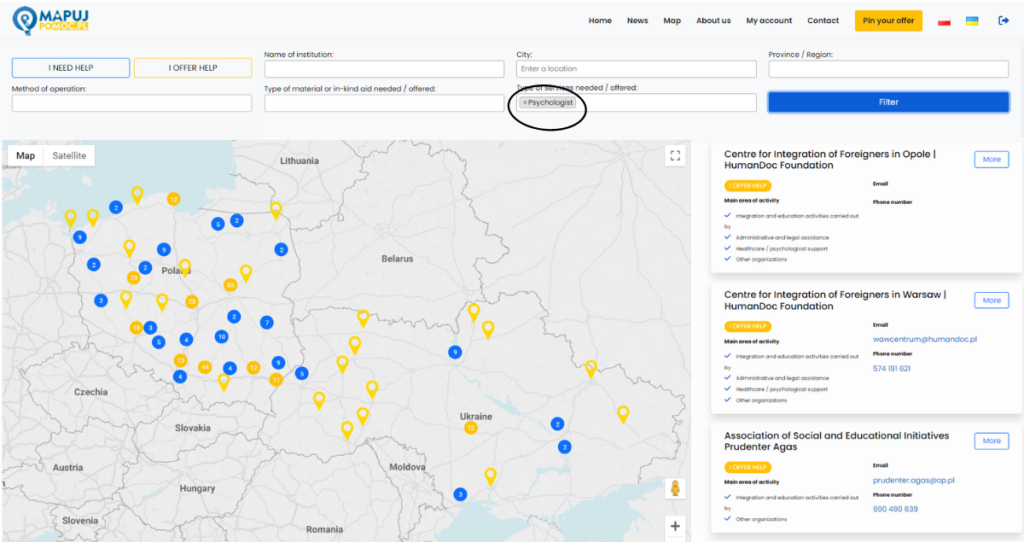 infografika jak korzystać z Mapuj Pomoc