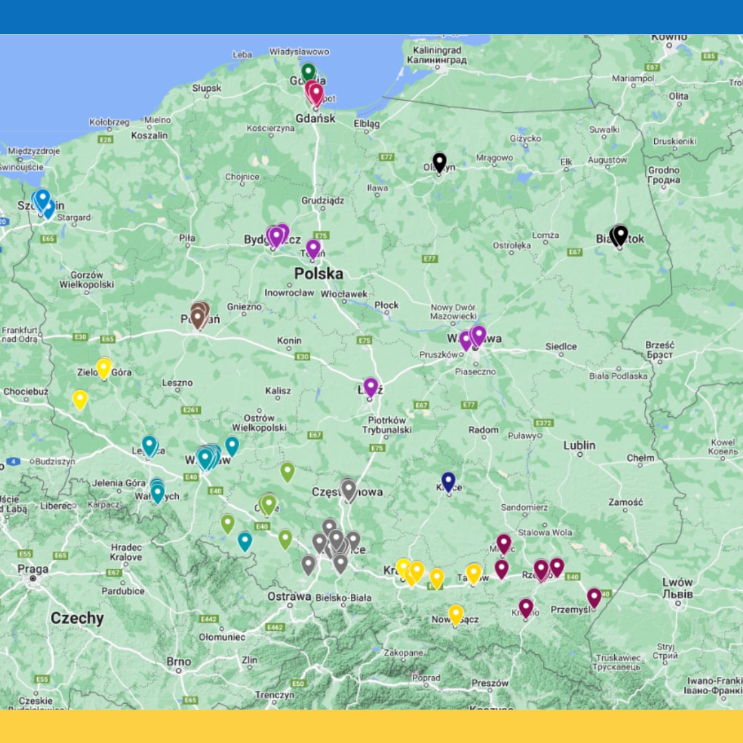 mapa oddziałów przygotowawczych dla dzieci z Ukrainy w Polsce