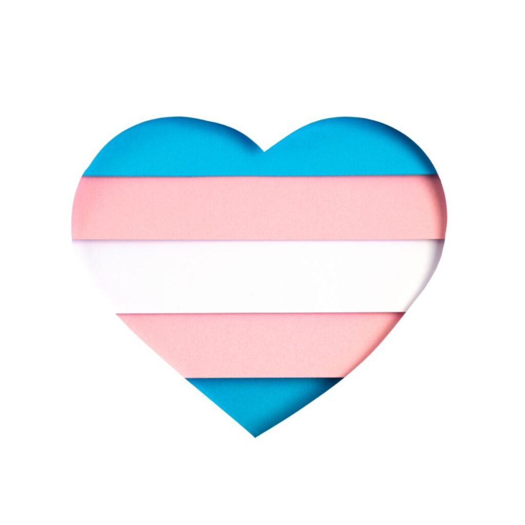 flaga trans w kształcie serca