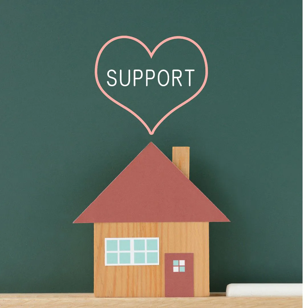 grafika domu i napis support