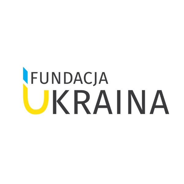 Logo Fundacji Ukraina z symbolem żółtej litery 