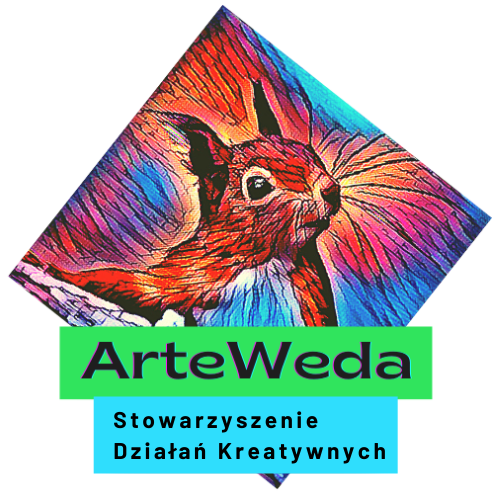 ArteWeda - Stowarzyszenie Działań Kreatywnych, kolorowa grafika wiewiórki.