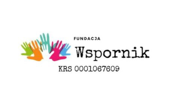Logo Fundacji Wspornik z kolorowymi odciskami dłoni i numerem KRS 0001067609.