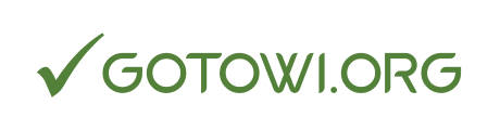 Zielone logo z napisem GOTOWI.ORG oraz ikoną haczyka.