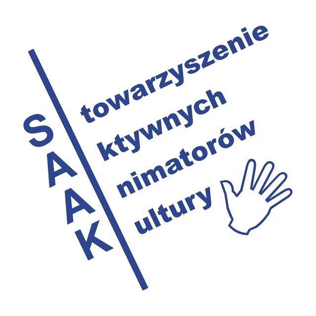 Logo SAAK Towarzyszenie Aktywnych Animatorów Kultury z dłonią