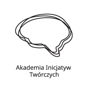 Logo Akademii Inicjatyw Twórczych przedstawiające linearny zarys ludzkiego mózgu.