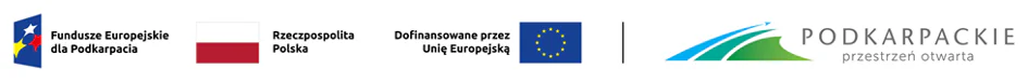 Logotypy: Fundusze Europejskie dla Podkarpacia, Rzeczpospolita Polska, Unia Europejska oraz Podkarpackie.